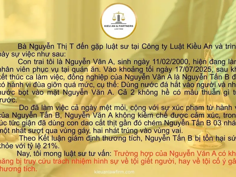 Tình huống hình sự tội cố ý gây thương tích