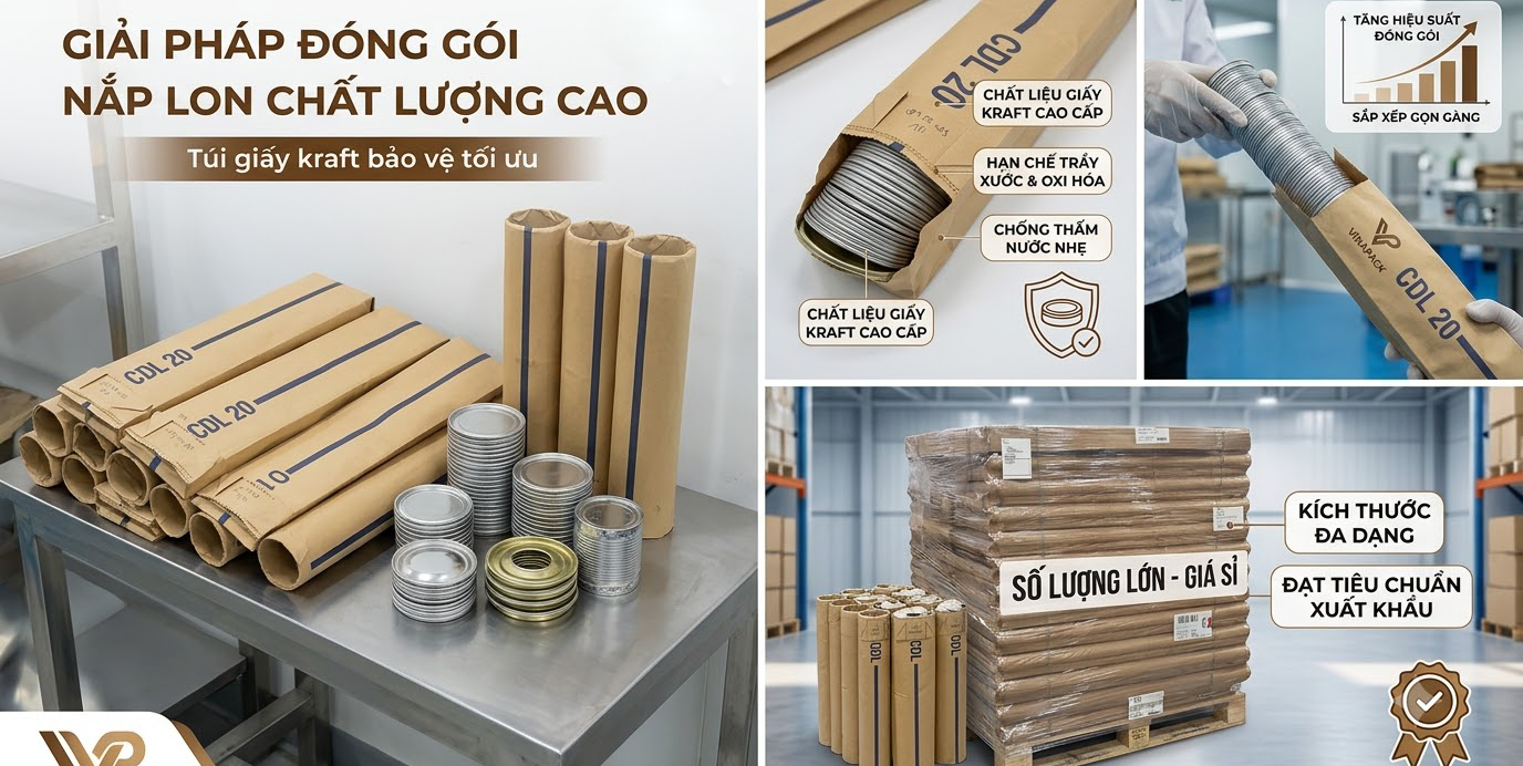 Túi dài đựng nắp lon bằng giấy kraft
