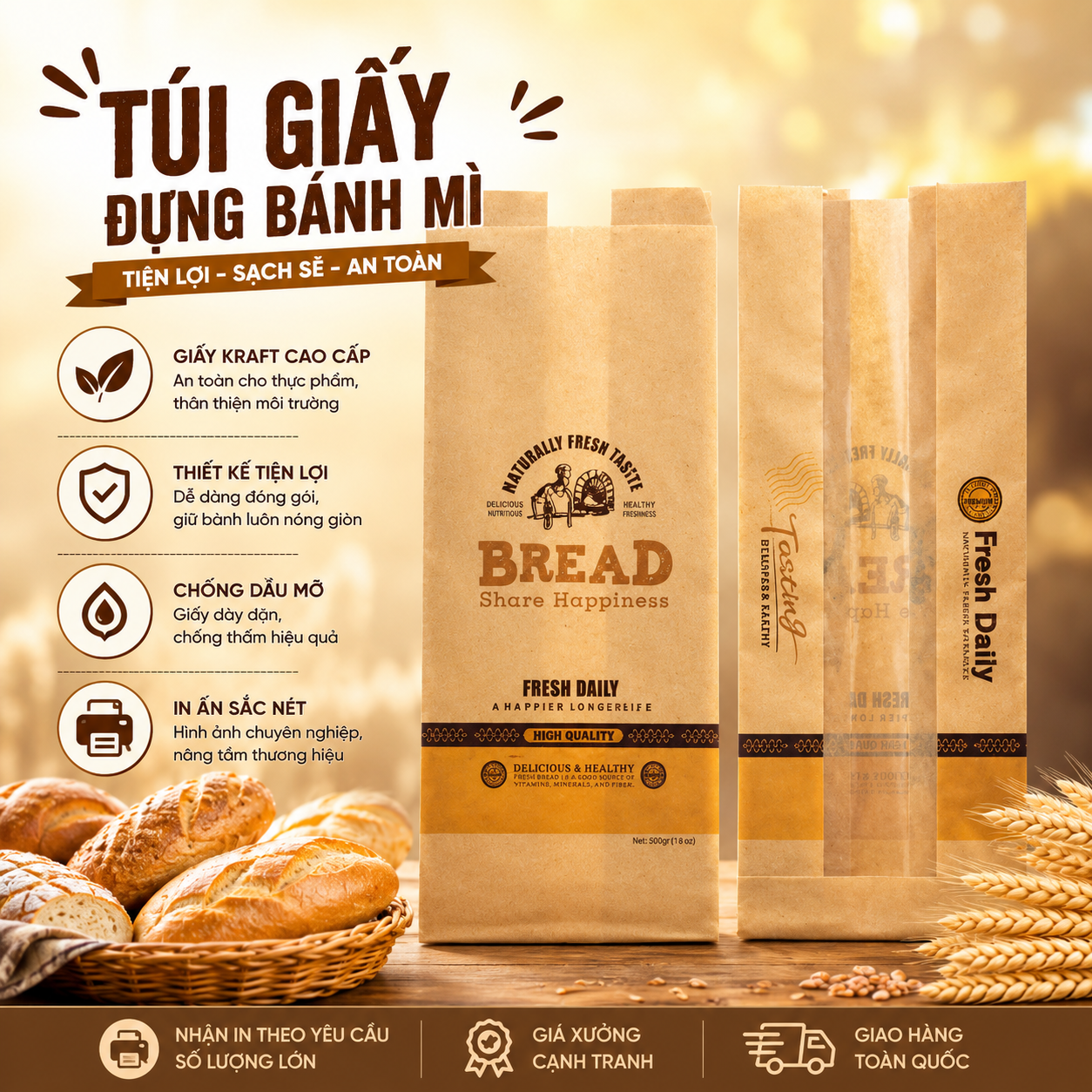 Túi giấy đựng bánh mì Bread
